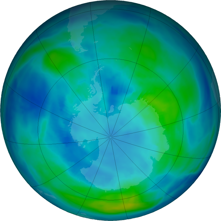 Antarctic ozone map for 18 April 2021